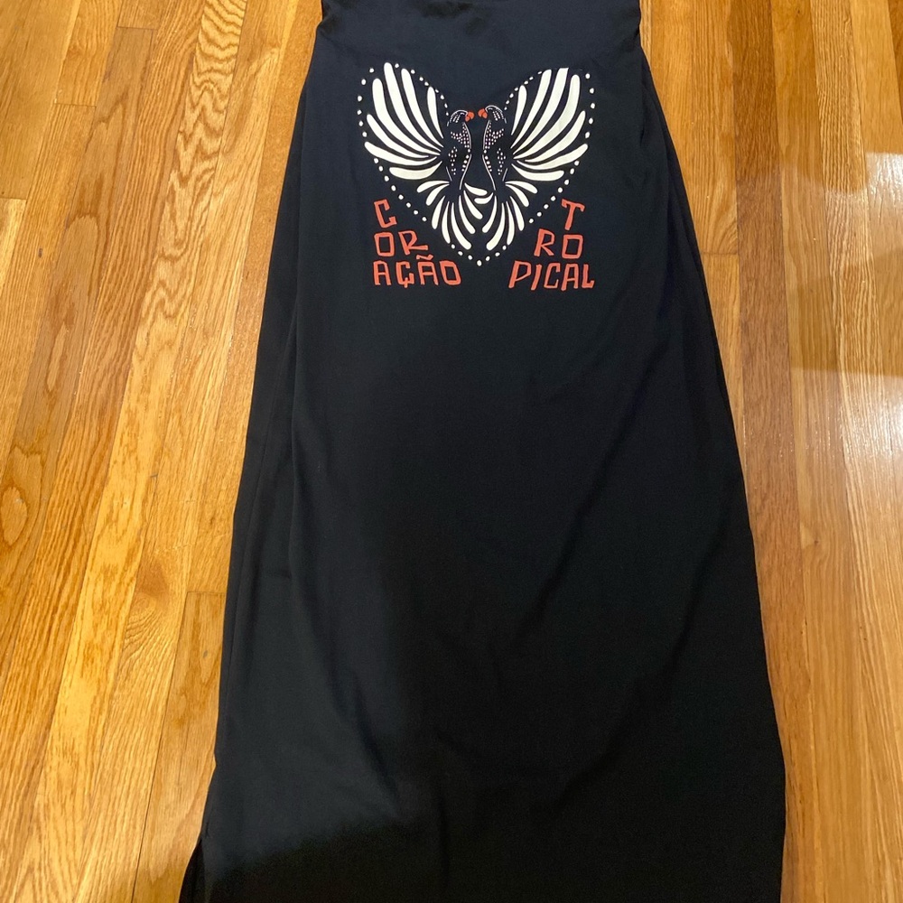 FARM Rio Black Midi Dress with White & Orange Butterfly Graphic - Picture 6 of 7